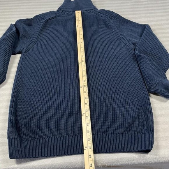 Zara Sweater Mens Medium Blue Knit Mock Neck Pullover 1/4 Zip Cotton Turkey - Picture 6 of 7